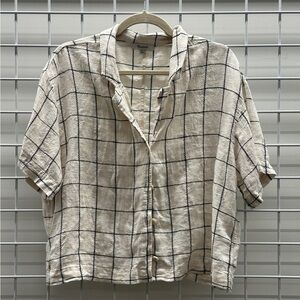 Madewell Windowpane Linen Blend Resort Crop Top - XL